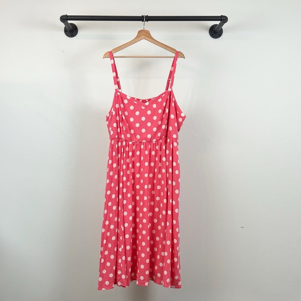 NWT Torrid Midi Challis Sweetheart Midi Dress— Pink & White Polka Dot Print - Picture 4 of 7